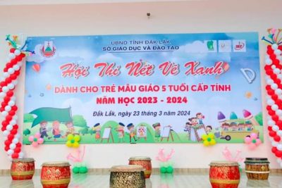 ngày 23/3/2024 trường MG Hoa Hướng Dương tham gia hội thi nét vẽ xanh cấp tỉnh